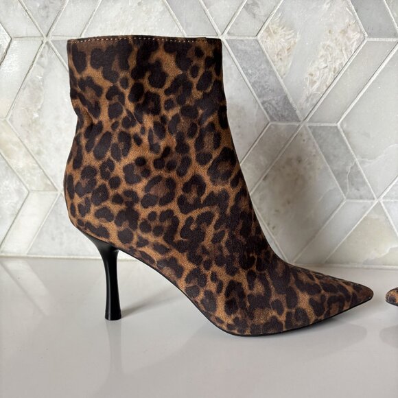 Nine West 7.5M Leopard Animal Print Heeled Boot Pointed Toe Therin Stiletto Heel - Picture 5 of 11